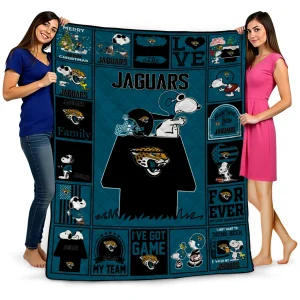 jacksonville jaguars snoopy love teal quilt blanket best selling