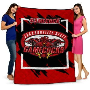 jacksonville state gamecocks block border red quilt blanket best selling
