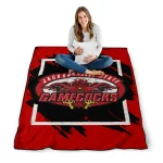 jacksonville state gamecocks block border red quilt blanket best selling