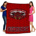 jacksonville state gamecocks brick grid red quilt blanket best selling