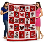 jacksonville state gamecocks mickey mouse motif red white quilt blanket best selling