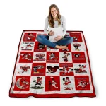 jacksonville state gamecocks mickey mouse motif red white quilt blanket best selling