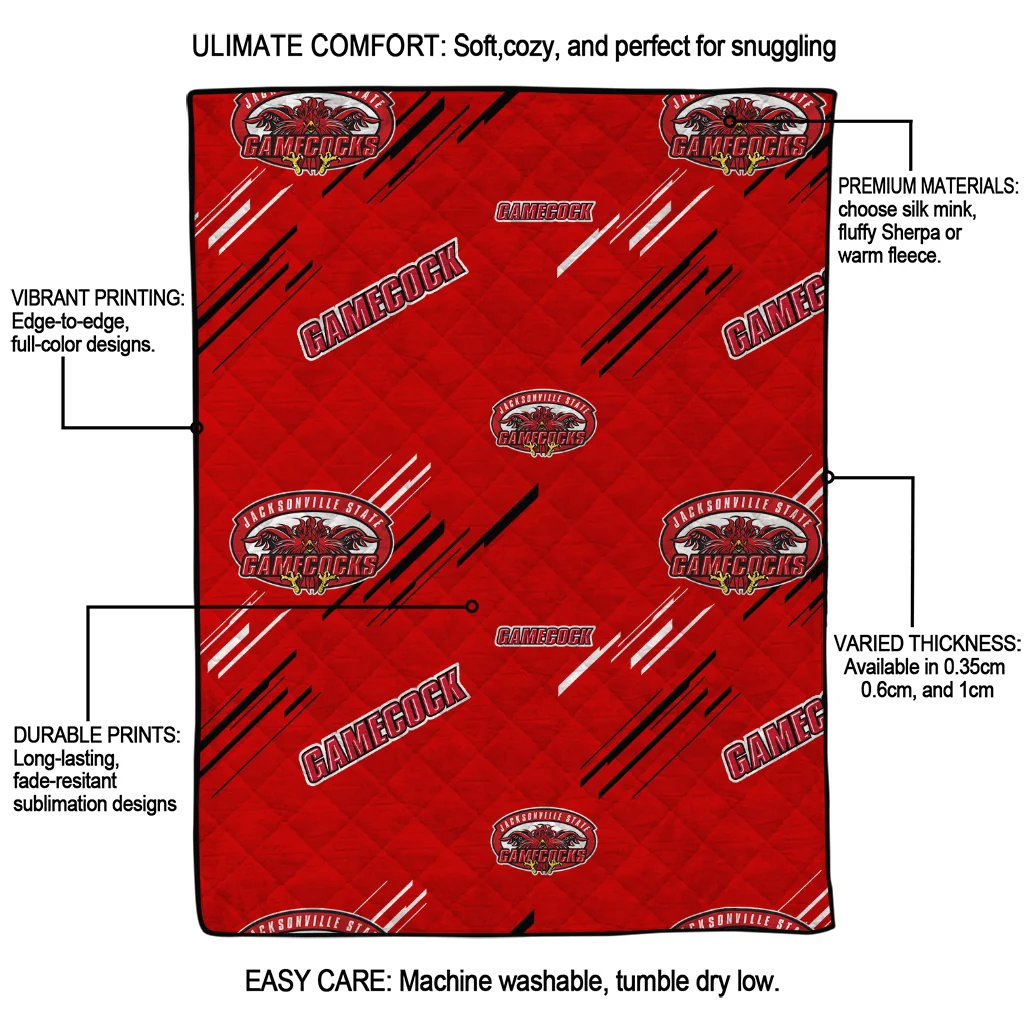 jacksonville state gamecocks sketch lines red quilt blanket latest model jacksonville state gamecocks sketch lines red quilt blanket latest model