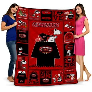 jacksonville state gamecocks snoopy love red quilt blanket best selling