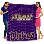james madison dukes brick grid purple quilt blanket best selling