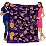 james madison dukes hibiscus foliage purple quilt blanket best selling