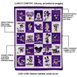 james madison dukes mickey mouse motif purple white quilt blanket best selling