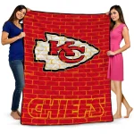 kansas city chiefs brick grid red quilt blanket best selling