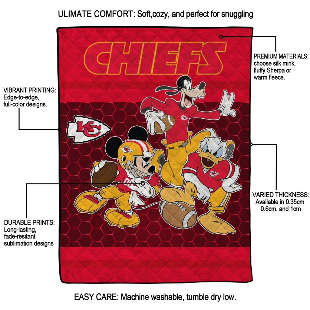 kansas city chiefs disney football red quilt blanket latest model kansas city chiefs disney football red quilt blanket latest model