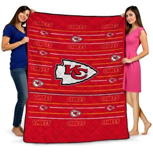 kansas city chiefs handdrawn stripes red quilt blanket best selling