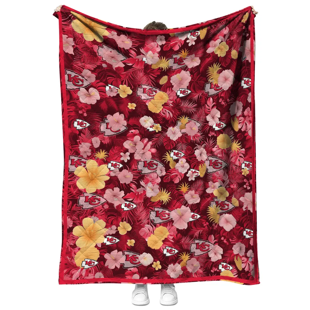 kansas city chiefs hibiscus foliage red quilt blanket fashion forward kansas city chiefs hibiscus foliage red quilt blanket fashion forward