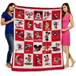kansas city chiefs mickey pattern red white quilt blanket best selling