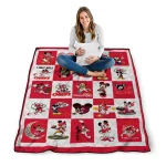 kansas city chiefs mickey pattern red white quilt blanket best selling