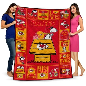 kansas city chiefs snoopy love red quilt blanket best selling