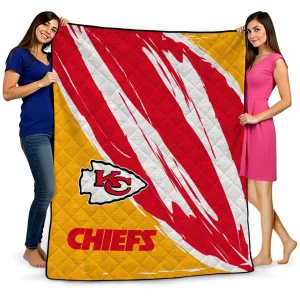 kansas city chiefs stroke art red white quilt blanket best selling