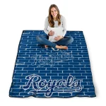 kansas city royals brick grid royal blue quilt blanket best selling