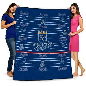 kansas city royals handdrawn stripes royal blue quilt blanket best selling