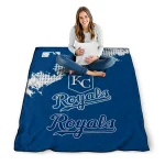 kansas city royals league patch royal blue quilt blanket best selling