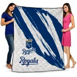 kansas city royals stroke art royal blue white quilt blanket best selling
