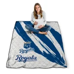 kansas city royals stroke art royal blue white quilt blanket best selling