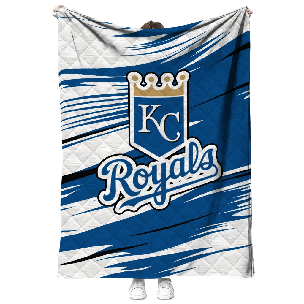 kansas city royals wild lines royal blue white quilt blanket fashion forward