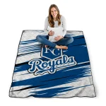 kansas city royals wild lines royal blue white quilt blanket best selling