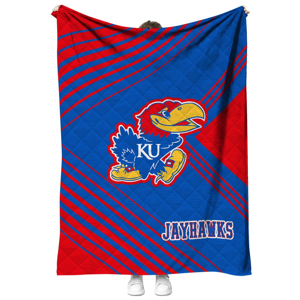 kansas jayhawks arrow layers blue quilt blanket fashion forward