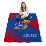 kansas jayhawks arrow layers blue quilt blanket best selling