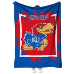 kansas jayhawks block border blue quilt blanket best selling