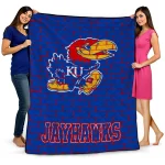 kansas jayhawks brick grid blue quilt blanket best selling