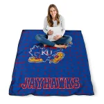 kansas jayhawks brick grid blue quilt blanket best selling
