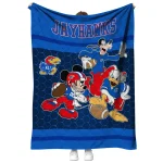 kansas jayhawks disney football blue quilt blanket best selling