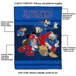 kansas jayhawks disney football blue quilt blanket best selling