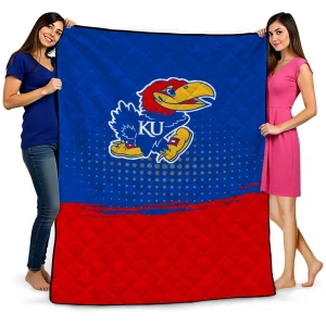 kansas jayhawks dot illusion blue quilt blanket best selling