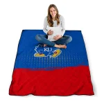 kansas jayhawks dot illusion blue quilt blanket best selling