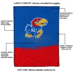 kansas jayhawks dot illusion blue quilt blanket best selling
