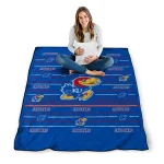 kansas jayhawks handdrawn stripes blue quilt blanket best selling