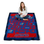 kansas jayhawks helmet heart blue quilt blanket best selling
