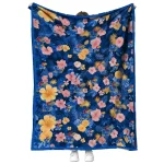kansas jayhawks hibiscus foliage blue quilt blanket best selling