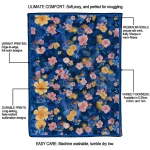 kansas jayhawks hibiscus foliage blue quilt blanket best selling