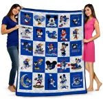 kansas jayhawks mickey mouse motif blue white quilt blanket best selling