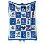 kansas jayhawks mickey mouse motif blue white quilt blanket best selling