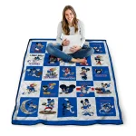 kansas jayhawks mickey mouse motif blue white quilt blanket best selling