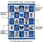 kansas jayhawks mickey mouse motif blue white quilt blanket best selling