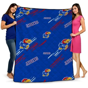 kansas jayhawks sketch lines blue quilt blanket best selling