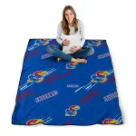 kansas jayhawks sketch lines blue quilt blanket best selling