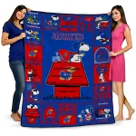 kansas jayhawks snoopy love blue quilt blanket best selling