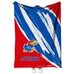 kansas jayhawks stroke art blue white quilt blanket best selling