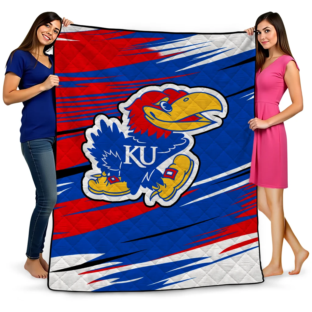 kansas jayhawks wild lines blue white quilt blanket best selling kansas jayhawks wild lines blue white quilt blanket best selling