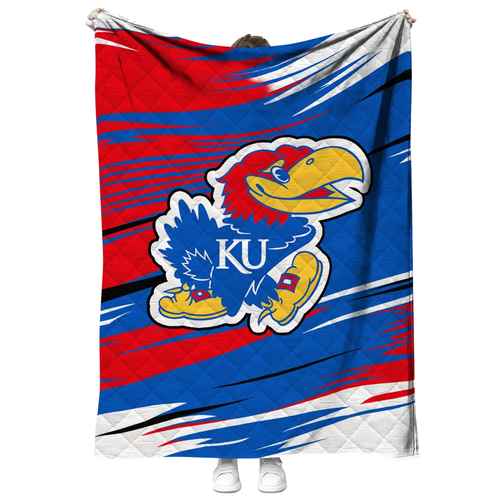 kansas jayhawks wild lines blue white quilt blanket fashion forward kansas jayhawks wild lines blue white quilt blanket fashion forward